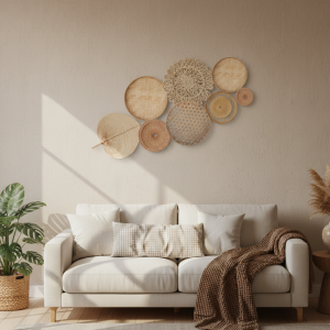 Décoration Murale Jonc de mer, Osier Boho (8 pièces)