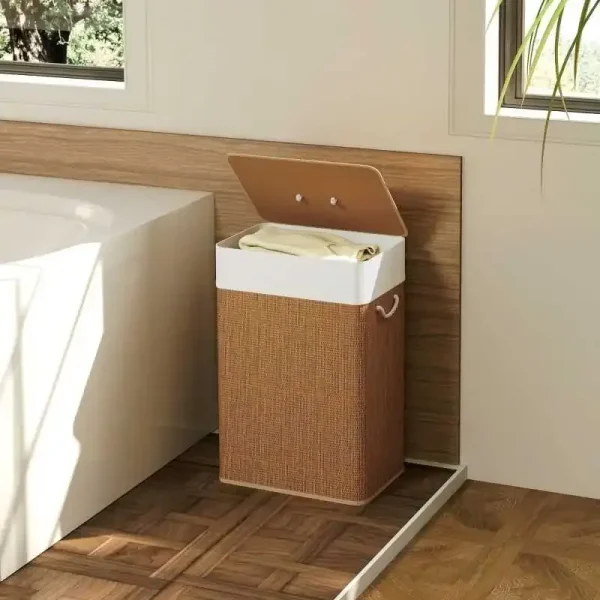 panier linge bambou rectangulaire