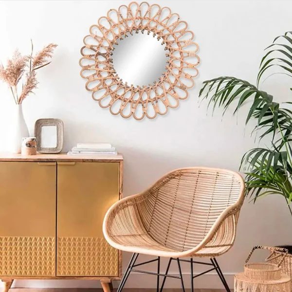 élégant miroir rotin