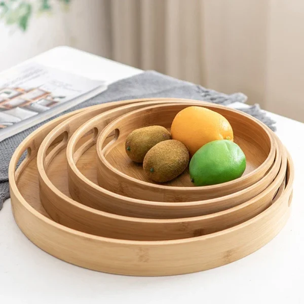 Plateau bambou de service rond