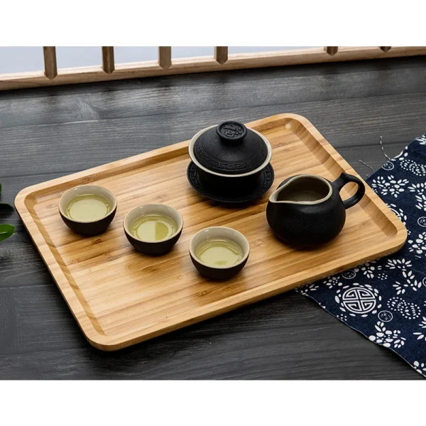 plateau bambou de service rectangulaire naturel