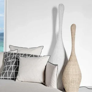 lampe de sol rotin cygne