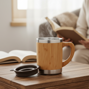 Tasse Bambou avec Couverche - Isolation thermique