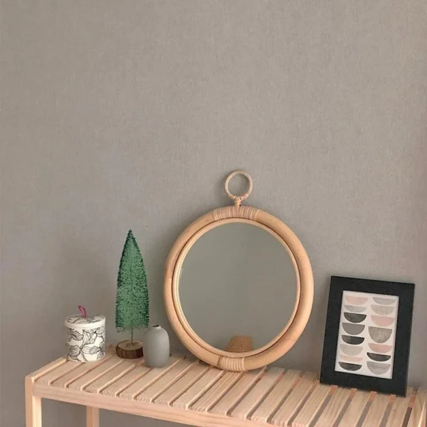 miroir rotin rond