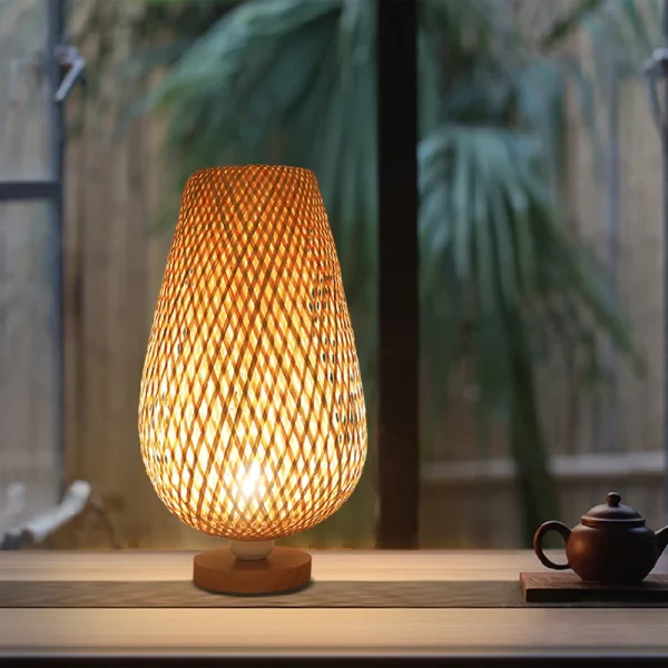 lampe chevet bambou tressé