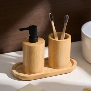 Gobelet et Distributeur de savon Bambou
