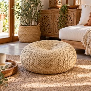 Pouf Rotin Rond Terra Naturel