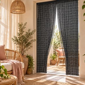 Rideau de Porte Bambou Gris Foncé