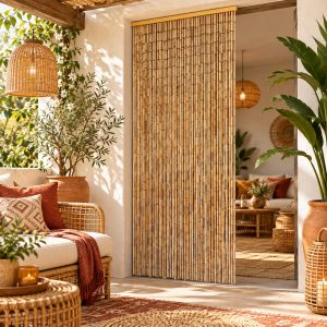Rideau de Porte Bambou Naturel