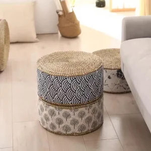 Pouf Rond Rotin Nomade Motifs
