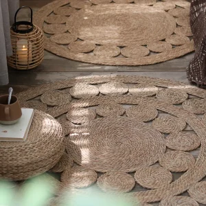 Tapis Rond Jute Tressé Soleil Naturel